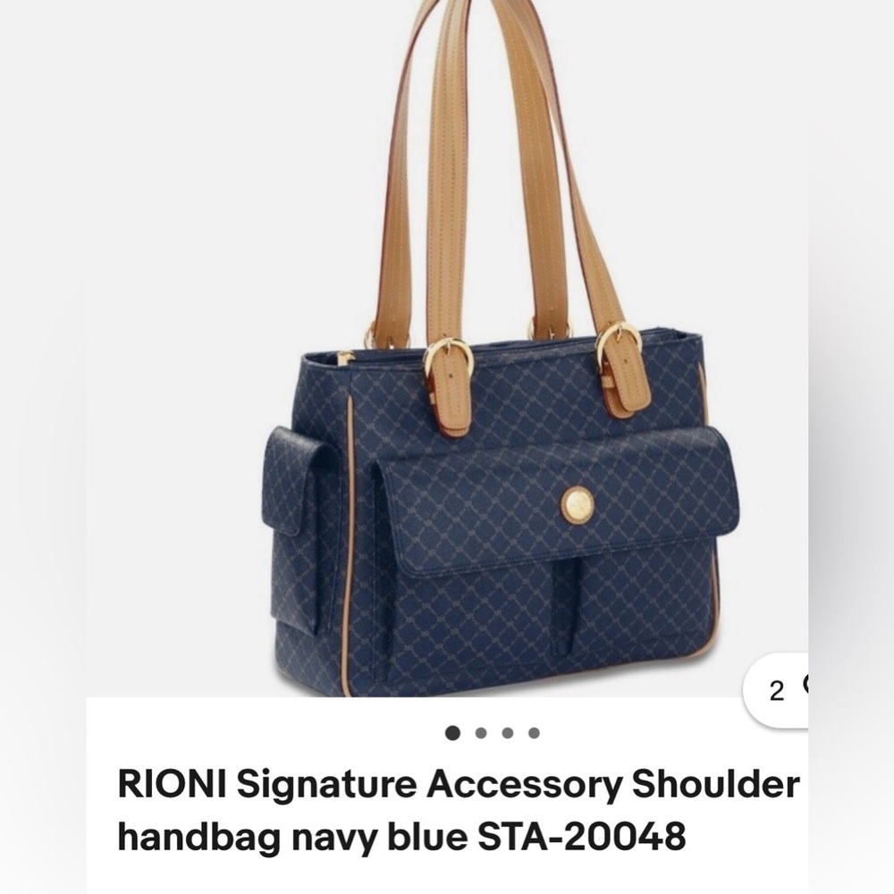 Rioni Blue and Tan Shoulder Bag